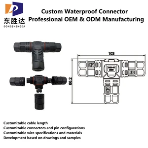 IP67 Threaded T Junction Connector Waterproof 3 Way Cable Splitter PVC Outdoor LED Lighting System OEM Supply