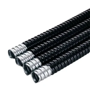 Flexible PVC Conduit Stainless Steel Cable Protector Electrical Protection Plastic Coating Metal Hose Flame Resistant Black Gray