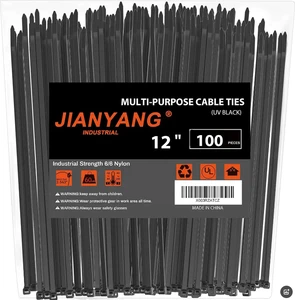 High Quality Never Break 12 Inch Zip Ties Double Sided Toothed 100LBS Tensile Strength Heavy Duty Nylon Cable Ties Self-Locking