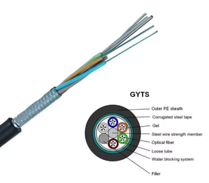 Single Model G652D Outdoor Direct Buried Underground Cable Ducting 2 4 6 12 24 48 96 Core Fiber Optic Cable GYTS