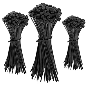 Adjustable Nylon Cable Straps Self-Locking Zip Ties for Cable Management 500 Pieces Total Black Available 100/120/150/200/300 MM