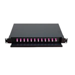 For 24-Port LC-OM4 Singlemode GSM Optical Fiber Distribution Frame Drawer-Type 1U 19-Inch Cabinet Rackmount Fiber Patch Panel