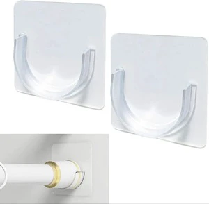 Excellent Self Adhesive Invisible Shower Rod Bracket No Drilling Wall Mount Tension Rod Retainer For Bathroom Kitchen Bedroom