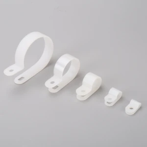 OUORO UC-1 White Nylon Wire Cable Clip 6.35mm 1/4 Inch R Type with Screws Plastic Material