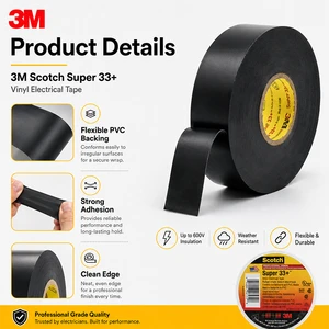 3M Black Electrical Tape Insulating Tape Super 3M 33+ Vinyl PVC Electrical Insulation Tape