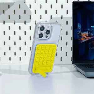 Yellow Adhesive Cellphone Mobile Phone Grip Accessory Powerful Magnet Silicone Vacuum Suction Bracket Phone Mounting Stand