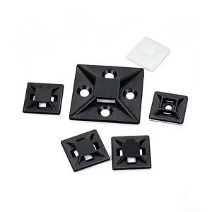 100pcs Nylon 66 Self-Locking Cable Tie Mounts Fixed Wire Back Mount with Adhesive for Industrial Wire Management