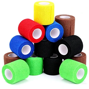 Custom Colored Non Woven Self-adhesive Sports Tape Non-woven Elastic Cohesive Bandage Tape For Joint Breathable Tearable By Hand