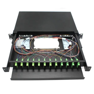 19 Inch Rack Mount ODF 1U 12 Port 12 Duplex DX SC 24 Fibers ODF Fiber Optic Patch Panel