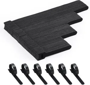 60 PCS 6 Inches Reusable Cable Ties Adjustable Cord Straps Cable Organizer Cord Wrap Hook Loop Black Cable Tie