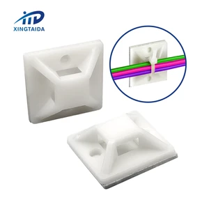 20x20mm Clip Clamp Sticky Black Self Adhesive Nylon Plastic Zip Bracket Wall Anchor Cable Tie Mount