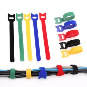 Colorful Flexible Nylon Cinch Strap Hook Loop Velcro Cable Strap Tie 400mm 2.5mm Double Side Reusable Carry Self Gripping