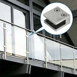 Stainless Steel Glass Clamp Bracket Adjustable Flat Back Glass Clip Clamps Holder For Balcony Staircase Handrail Modern