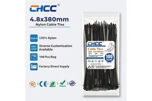 Factory WholesalePremium CE Verified Large Size 4.8*380mm Heavy Duty Nylon Cable Zip Ties for Outdoor Engineering Wire Fastening