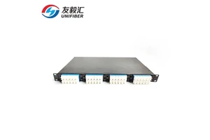 1U 192 Ports High Density MPO Patch Panel with 4x48F MPO-LC Fiber Cassettes