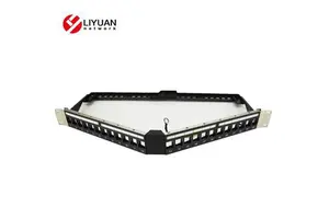 LIYUAN 1U Height 24 Ports Angle Patch Panel STP LAN Network Adapter Cable Connector Blank LY-BPP16-1S24P Patch Panel