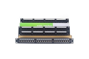 1U 24 Ports 12/16/24/32/48 Ports Patch Panel UTP Unshielded FTP Shielded Cat5e Cat6 Cat6a Cat7 for 22-26 AWG Cable Communication