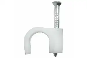 Cable clips - 8mm white hose cable, 100 units, ideal for fixing and securing cables in electrical installations.