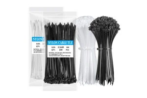 100pcs Pack 2.5*80 Nylon Self-Locking Cable Ties, Black Plastic Zip Tie Strips for Solar Panel/PV Module Edge Mounting