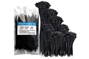 ISO Certified RoHS Compliant Black Nylon 66 Cable Ties 300mm Self-Locking Zip Ties with 4+6+8+10+12 Inch Plastic Cable Tie