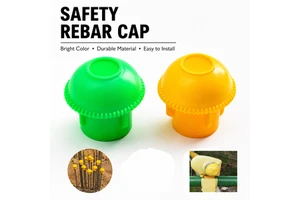 Wholesale: New Durable Industrial Safety Caps For Rebar Yellow Mushroom Type Plastic, Single Tube End Cap For Barricades