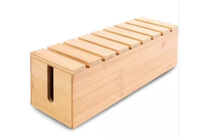 Under-Desk Wood Cable Management Tray (Hide Cords)