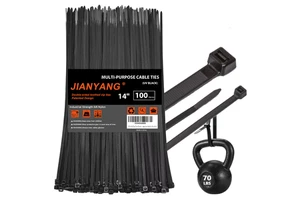 14 Inch High Tensile Strength Nylon Cable Wire Ties Black 70lbs Plastic Zip Ties Double Sided Toothed Cable Ties 350