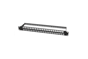 19" Patch Panel for 48 Keystone Jacks, 1U, Unloaded, Black