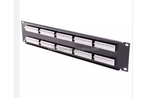 50 Port RJ45 6P4C Fiber Optic Telecom Patch Panel 1U 19" Rack Mount Black FTTX Cat.3 110/Kron/Dual IDC Modules Metal