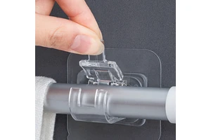 2pcs Nail-Free Curtain Rod Holder Clamp Hooks Rod Bracket Holders Adhesive Wall Curtain Fixed Clip Hanging Rack Hook