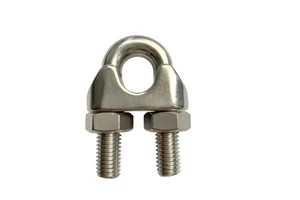 Stainless Steel 304/316 DIN741 Highly Polished Heavy Duty Wire Rope Cable Clip Clamp for Guy Line Metal Fence Antenna