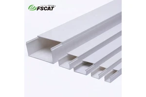 FSCAT UL94-V0 Fireproof PVC Plastic Square Type Grey Waterproof Rodent-Proof Wiring Duct Solid Wall Decorative Cable Trunking