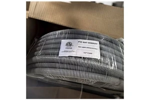 1/2" - 1 Inch ENT Conduit PVC Electrical Nonmetallic Tubing Pipe Corrugated Flexible Conduit Gray
