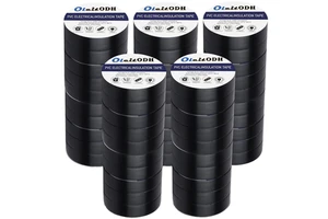 50 Pack Black 3/4 X 66 ft Waterproof Vinyl Electrical Insulating Tape High Temperature Resistance Home Outdoor Adhesive Tape