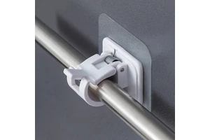 Adjustable Traceless Nail-Free Curtain Rod Holder Plastic Clamp Hooks Bracket Holders Adhesive Wall Fixed Clip Hanging Rack Hook