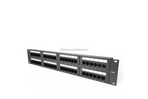 Cat5E Cat6 Fiber Optic RJ45 Patch Panel 110-Style 48-Port 2RU with Cable Management Bar CE/RoHS/FCC Certified