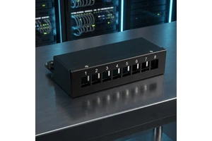 MT-R6456 8-Port Unloaded Modular Blank Patch Panel Full Shielded Cat6A Networking RJ45 1U Modules Patch Panel