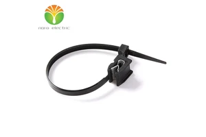 1-Piece Type Cable Tie with Edge Clip 082653 and Fixing for Edge, Inside Serrated