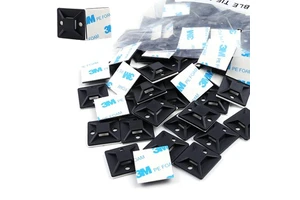30*30mm Black PE PA66 100PCS 1.18in Wall Fixing Self Adhesive Cable Zip Tie Mounting Cable Tie Holder Ladder Zip Tie Mount Base