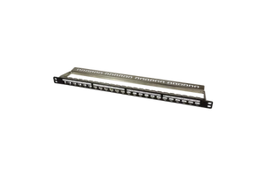 Flat Blank 19 Inch Patch Panel Frame For 24 Keystone Jacks, Ultra Thin 0.5U , Un-loaded , Black Color