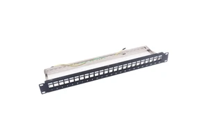 Shielded 24-port patch panel, cold-rolled steel frame, 1U 19-inch Cat5e shielded 24-port patch panel