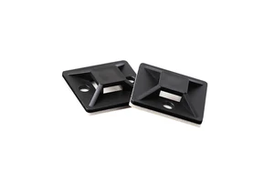 100pcs Self-Locking Cable Tie Mounts Small Adhesive Mount 25x25mm Black White Wires Zip Tie Adhesive-backed Anchors