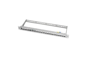 Flat Blank 19 Inch Patch Panel Frame for 24 Keystone Jacks, 1U, Un-loaded, Light Grey