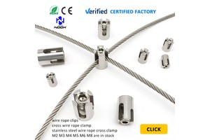 Custom Stainless Steel Wire Rope Cross Fitting Slotted Collet Locking Buckle Precision Cable Clamp Hardware