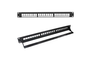 24 Port Blank Patch Panel Module 1U 19 Inches Rack Mounting Compatible Lan Network Patch Panel for CAT5 CAT6 CAT7 Keystone Jack