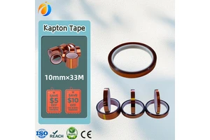 Amber Brown Heat Resistant Kapton Tape Polyimide Film High Temperature 10mm 33m Silicone Adhesive Insulation Gold Finger Tape