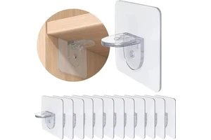 Best Clear Plastic L Shaped Shelf Support Brackets Punch Free Adhesive Triangle Peg Hanger Holders Kitchen Wardrobe Bathroom