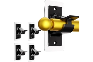 4Pcs No Screws Self Adhesive Brackets with Hooks Black for Bathroom & Kitchen