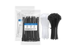 6 Inch White Cable Zip Ties 4.8*150mm 50lbs Tensile Strength Flexible and Durable 100 Pack Nylon Cable Ties Black