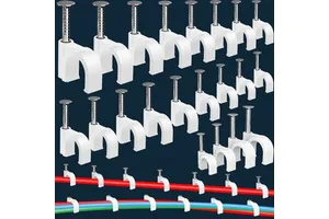 300PCS White Nylon Plastic Self-Locking R-Type Cable Clamps Cable Management Cord Organizer Cable Clips